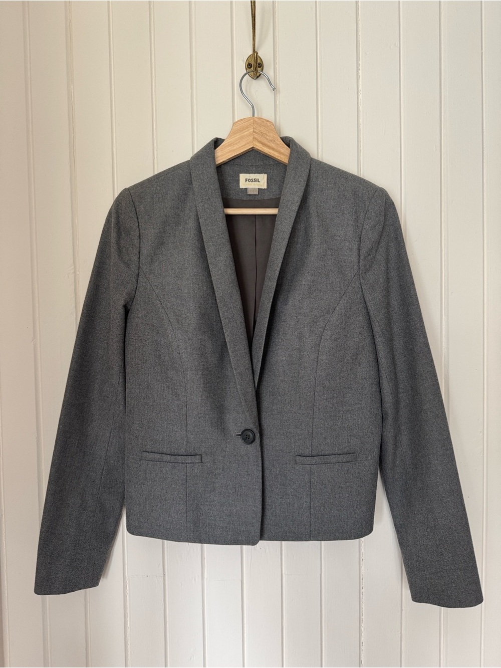 Fossil Gray Women's Single-Button Blazer